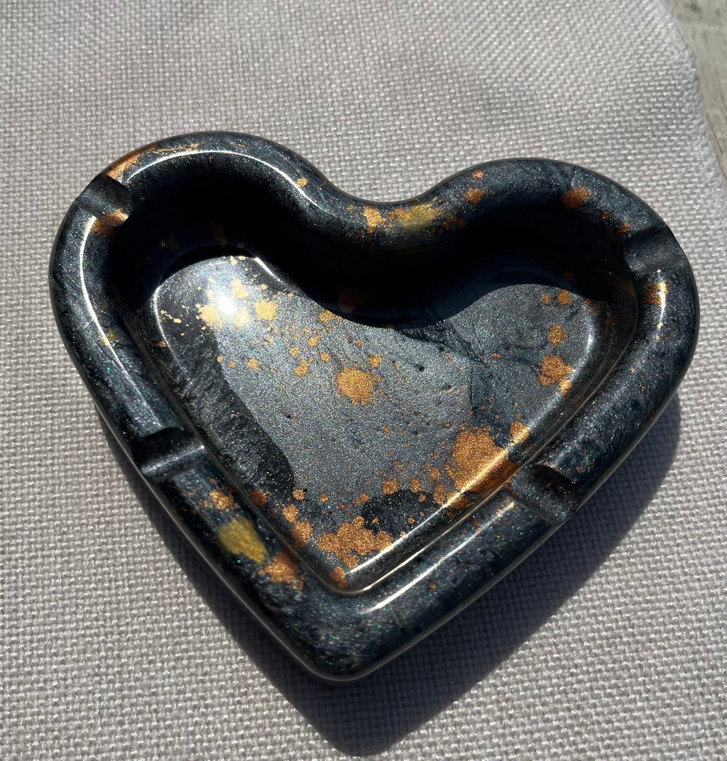 Custom Heart shaped  Mica Powder Ashtray , Trinket Dish, Change Dish.