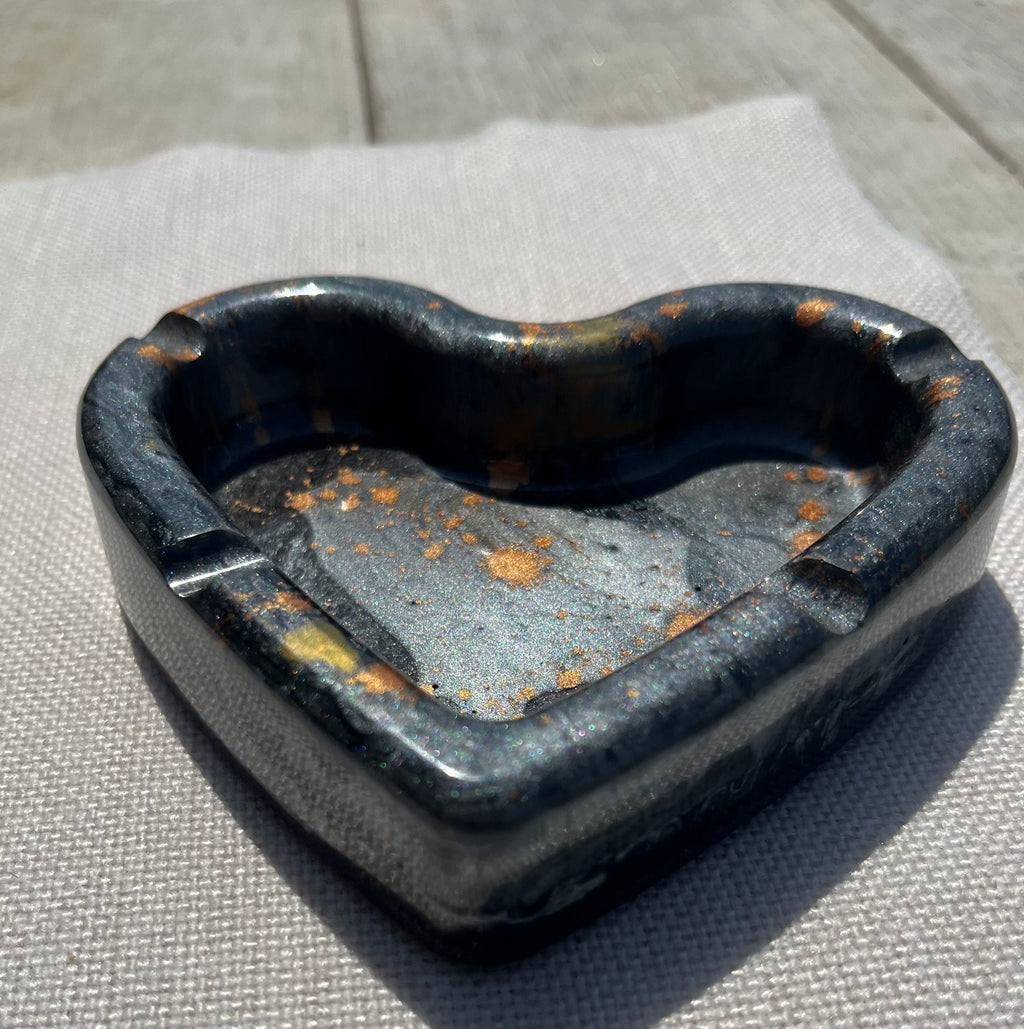 Custom Heart shaped  Mica Powder Ashtray , Trinket Dish, Change Dish.