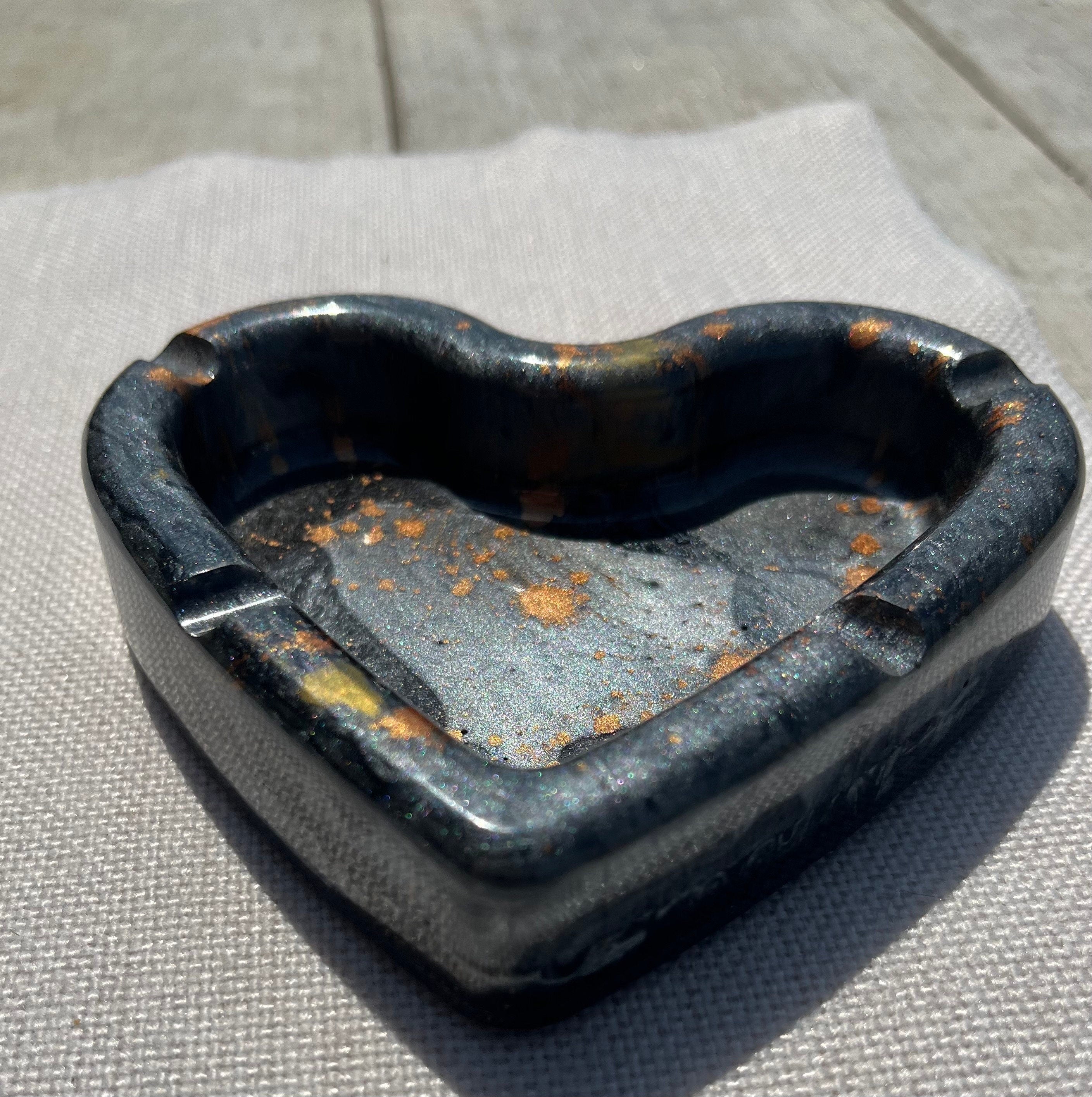 Custom Heart shaped  Mica Powder Ashtray , Trinket Dish, Change Dish.