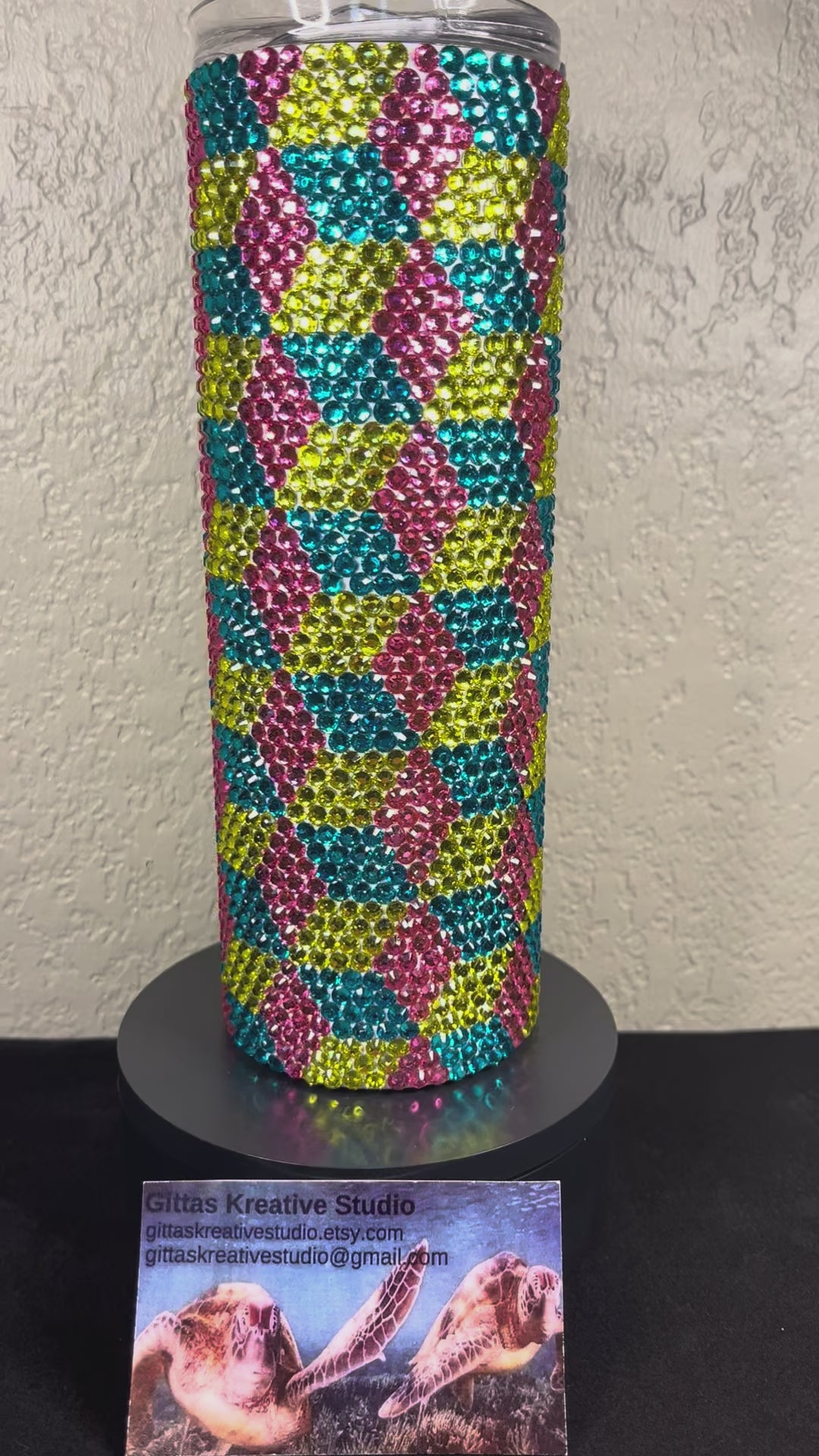 20oz Geometric Design Glass Rhinestone Tumbler