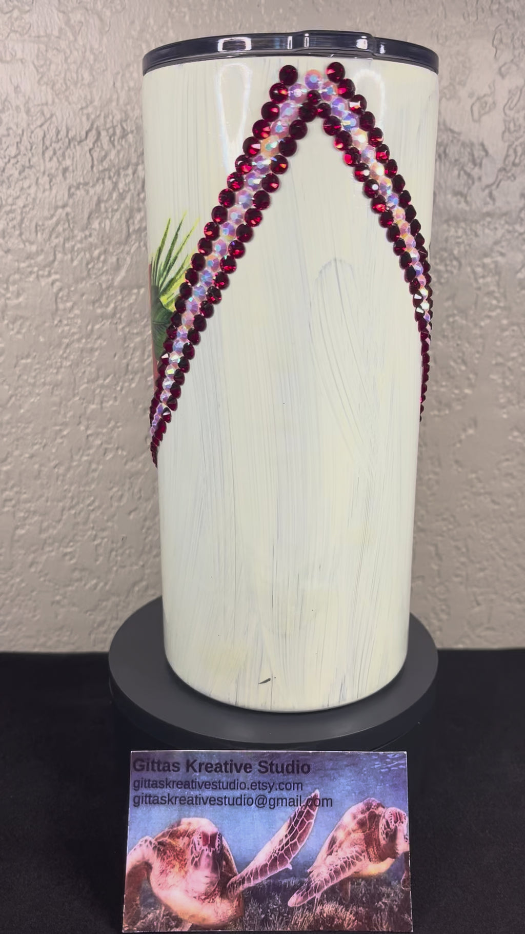22oz   Poinsettia and Glass Rhinestones Tumbler or Vase