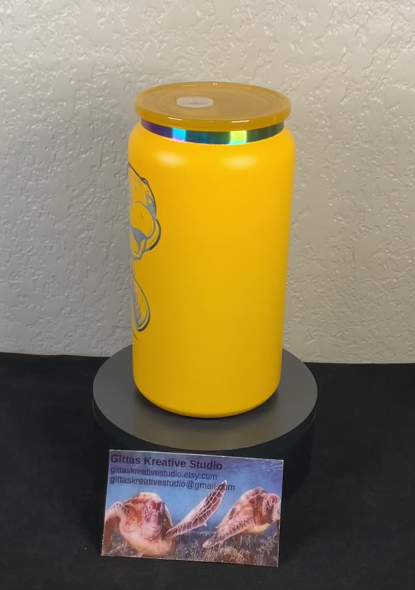 16oz laser edged Tumbler with Turtle Image