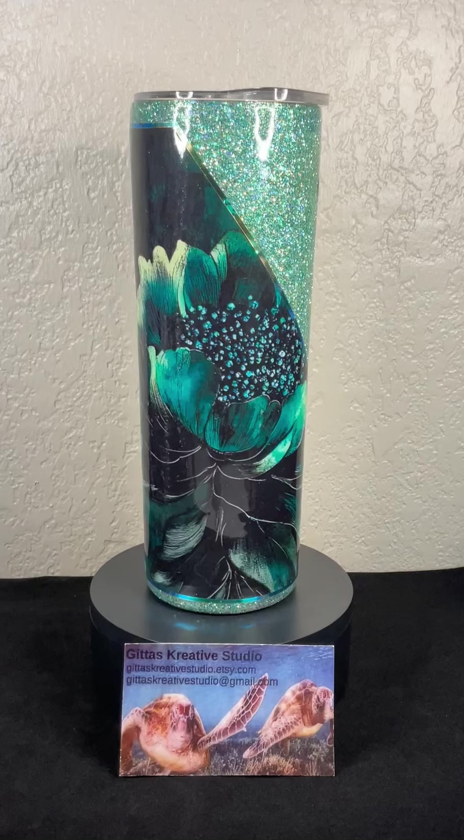 10. 20oz Green and Blue Butterfly Tumbler