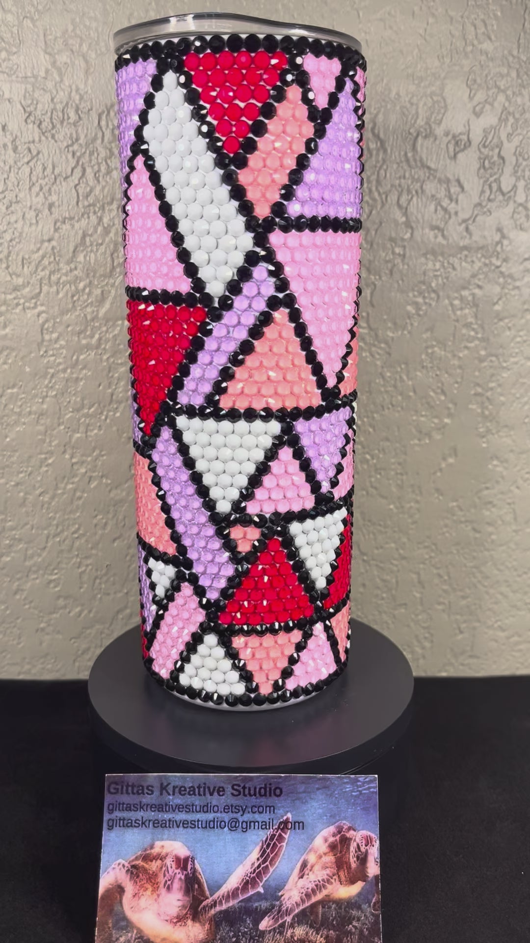 20oz Abstract Glass and Resin Rhinestone Tumbler