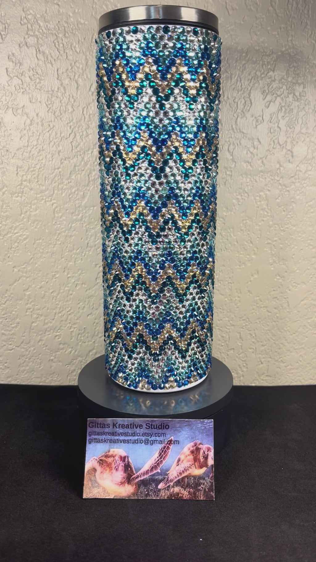30oz Zig Zag Pattern Glass Rhinestone Tumbler