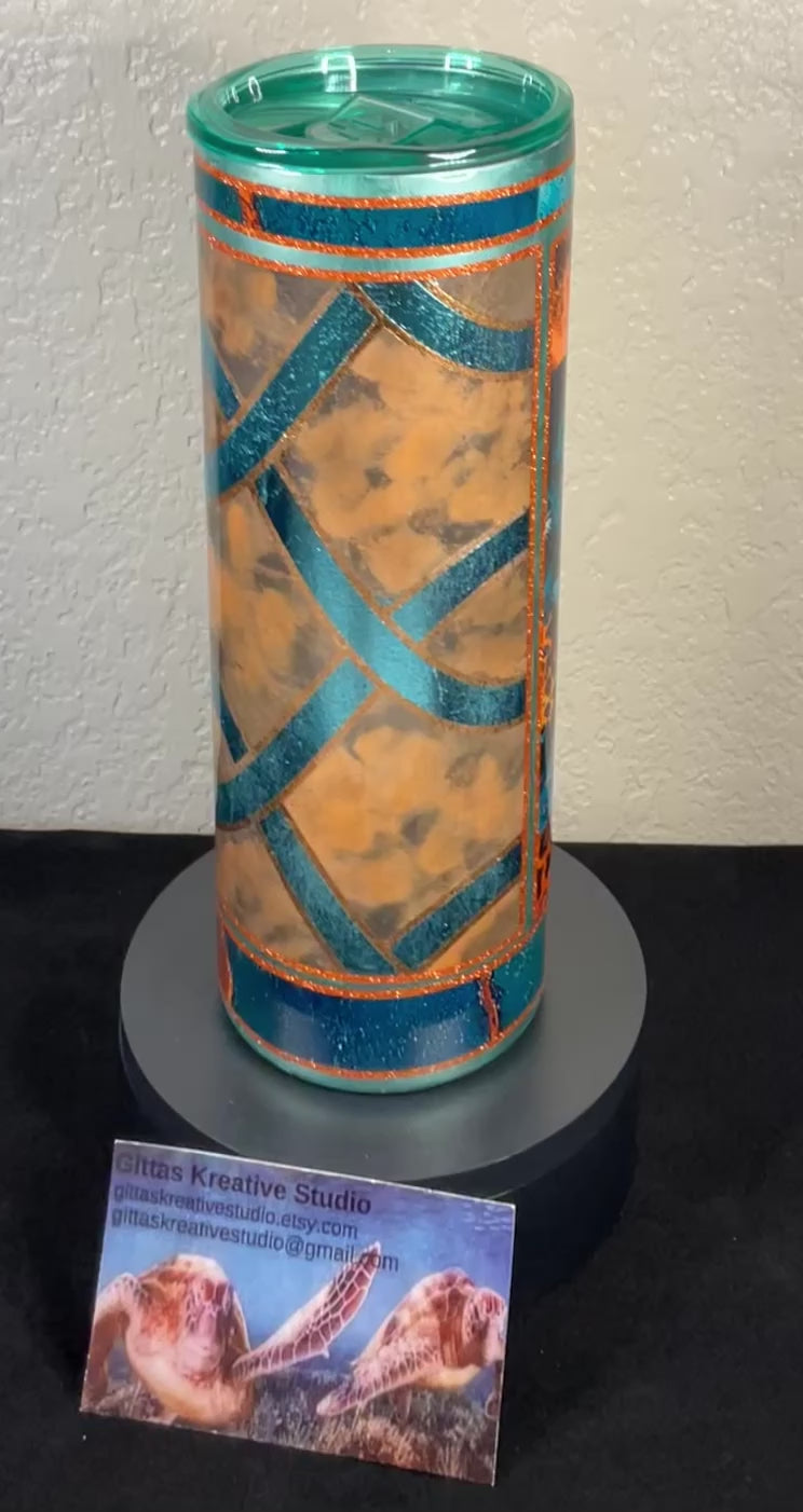 24. 20oz Teal and Turquoise Tumbler