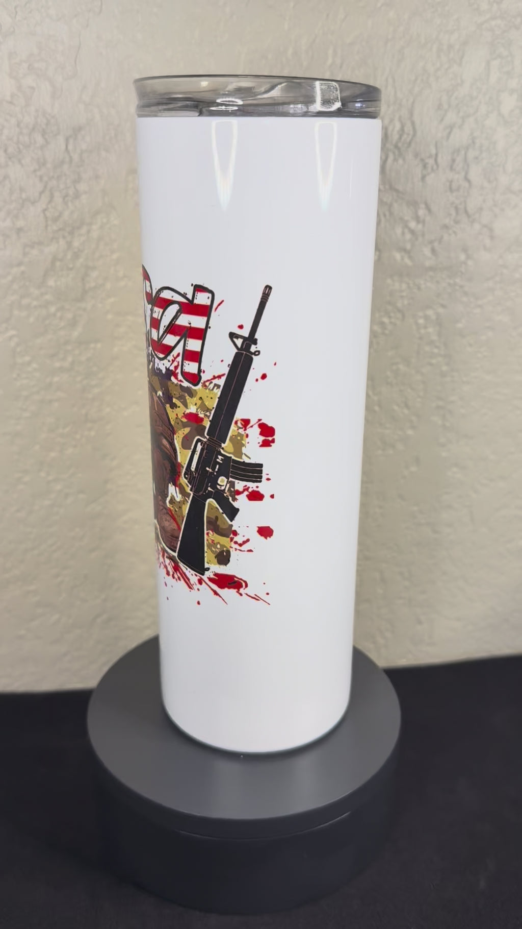 20oz USA Combat Boots with Weapons Sublimation Tumbler