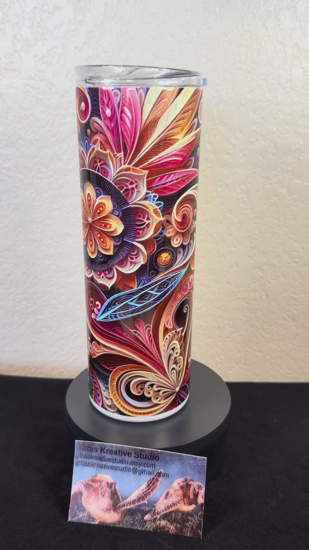 20oz Paper Quilling Design Tumbler. Sublimation Cup