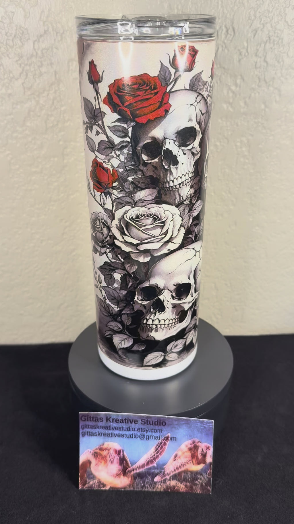 20oz Shimmer Roses and Skulls Sublimation Tumbler