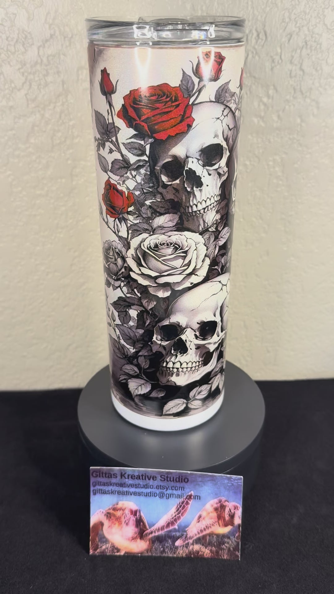 20oz Shimmer Roses and Skulls Sublimation Tumbler