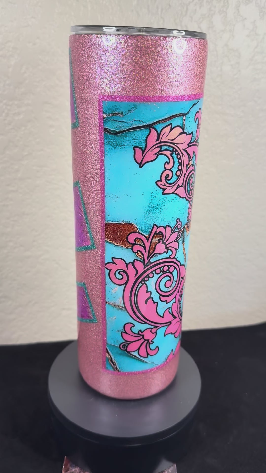 30oz Tumbler with Turquoise and Pink Accents