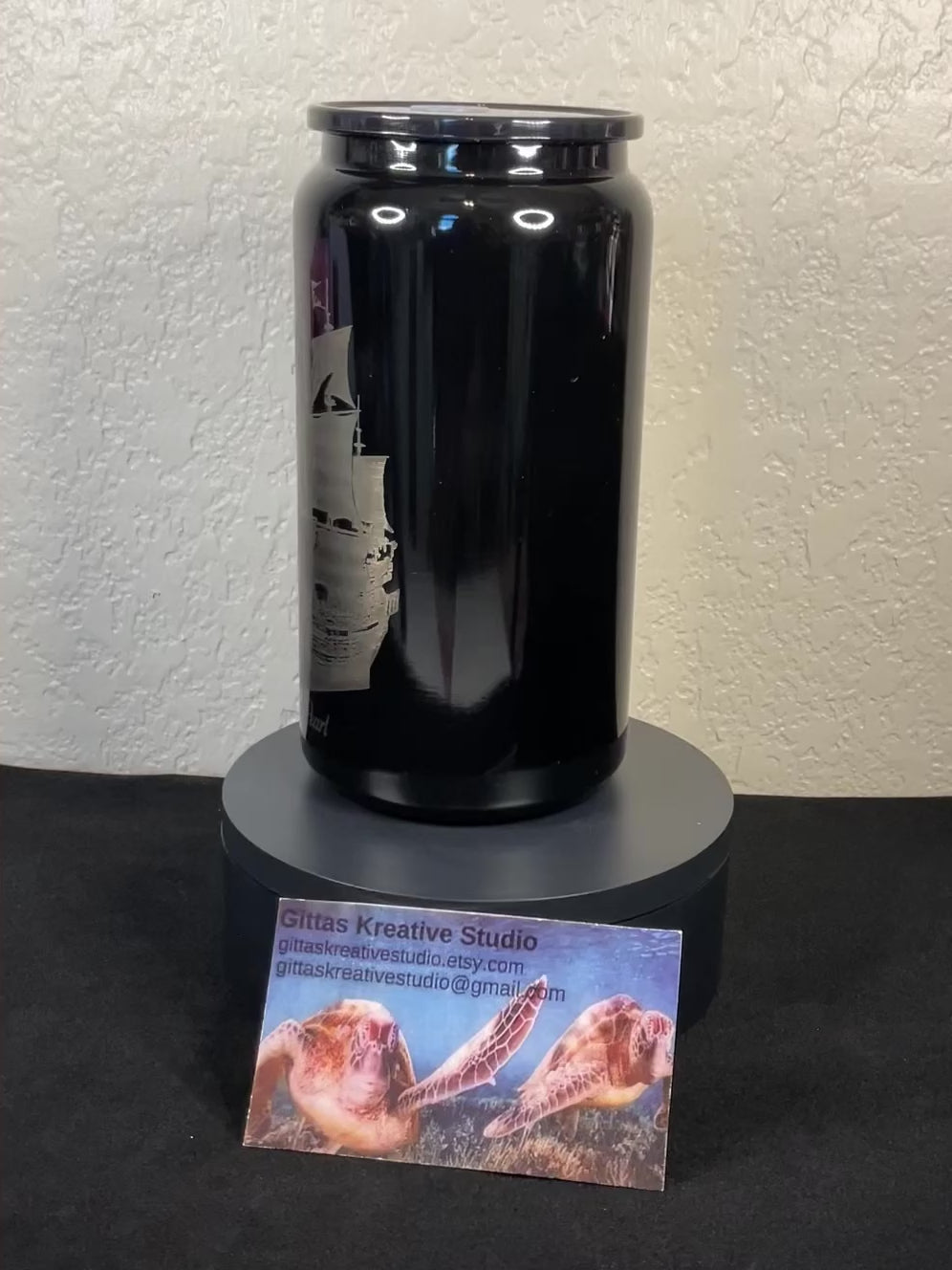 16oz laser edged Tumbler with the Black Pearl