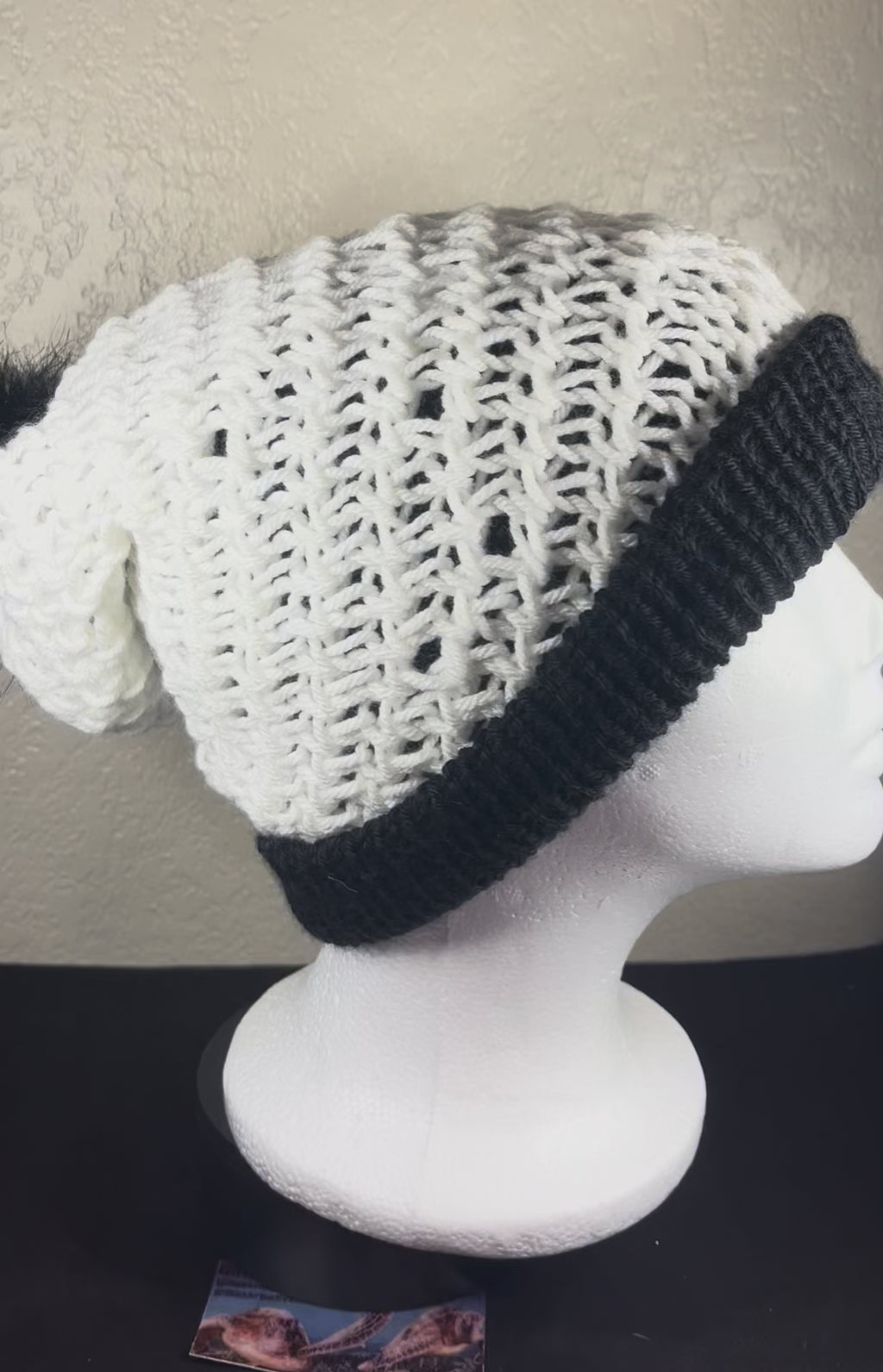 Reversible Slouch Beanie or Hat with removable PomPom