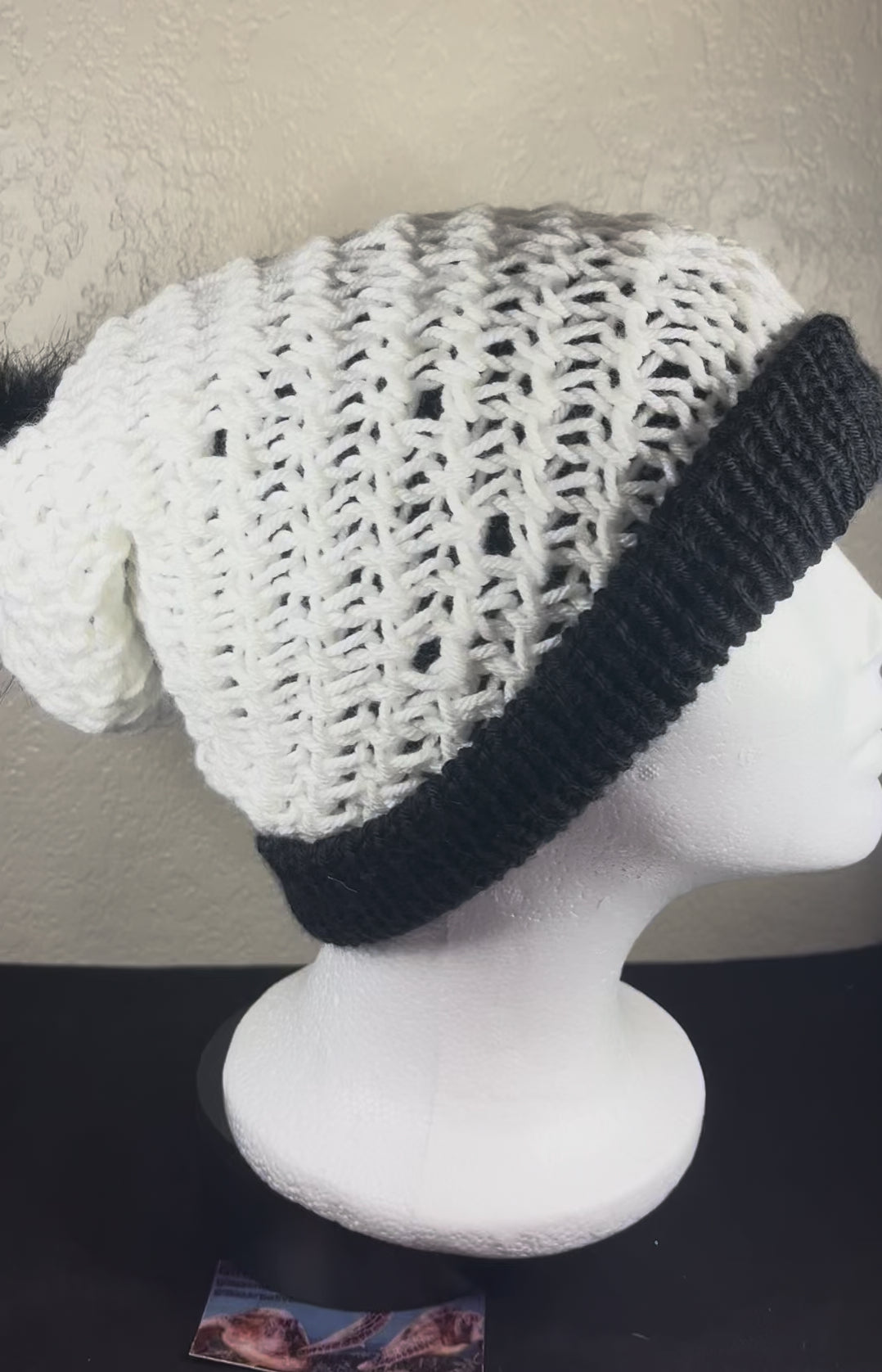 Reversible Slouch Beanie or Hat with removable PomPom