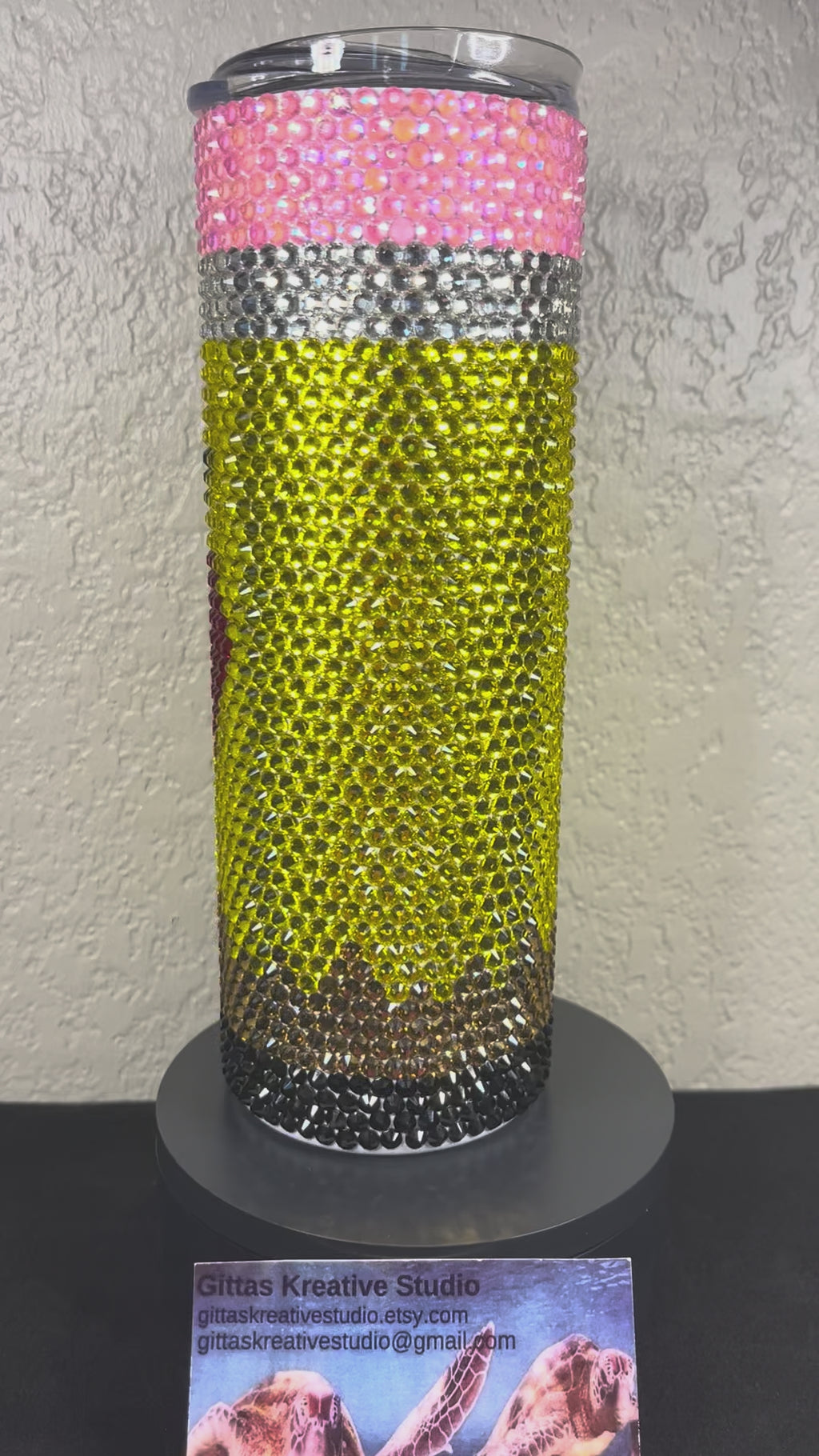 20oz Pencil Look Glass Rhinestone Tumbler