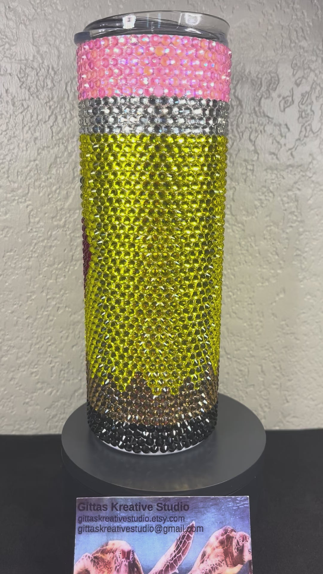 20oz Pencil Look Glass Rhinestone Tumbler