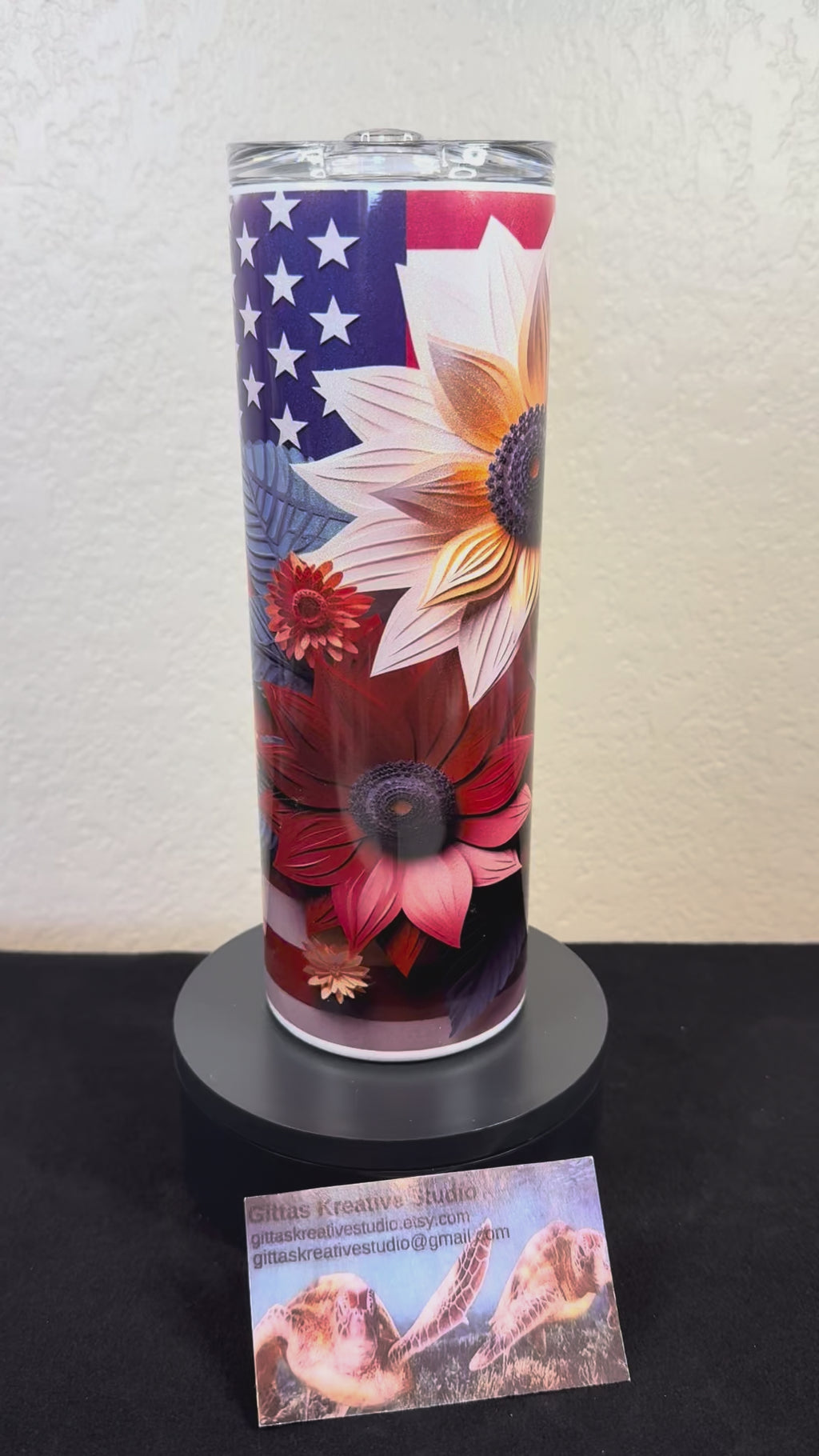 20oz American Flag and Sunflower Sublimation Tumbler