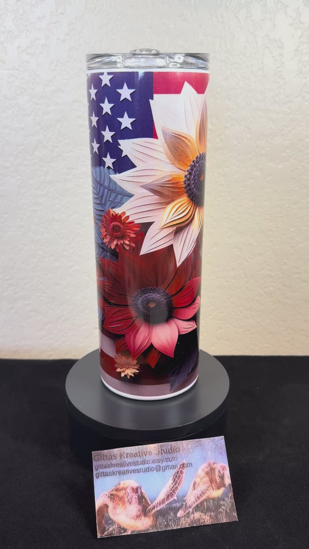 20oz American Flag and Sunflower Sublimation Tumbler