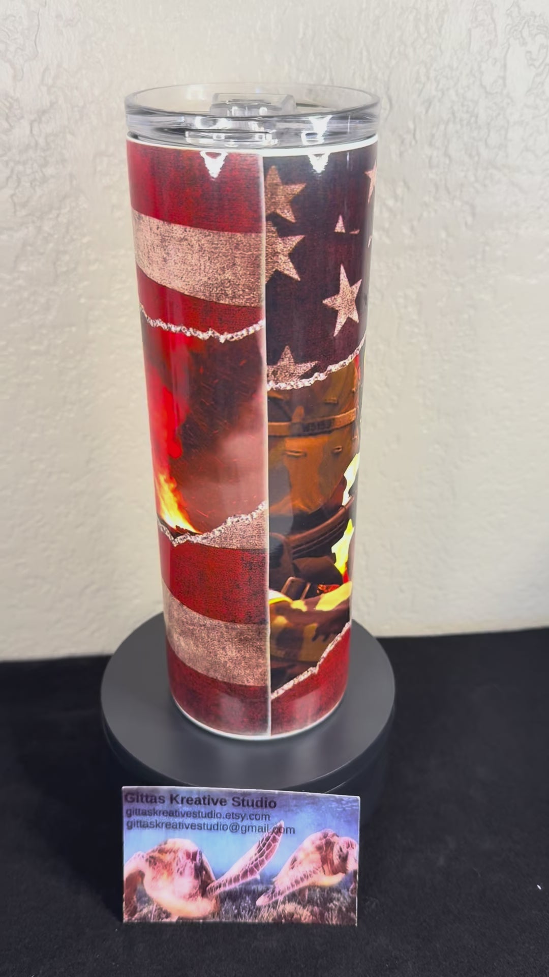 Soldier with American Flag Tumbler Sublimation Cup