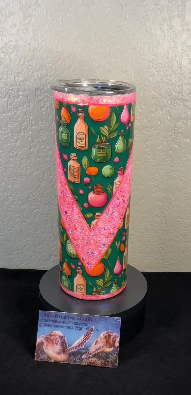 16. 20oz Glitter Tumbler with Potion Bottle Vinyl