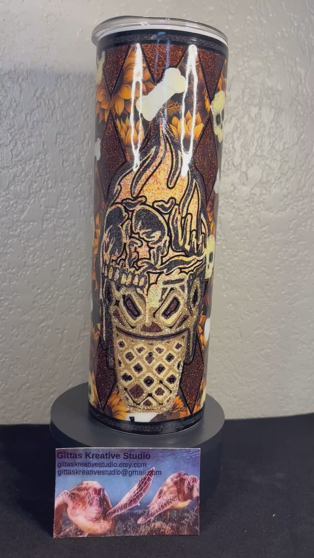 30oz  Tumbler with Ice Cream Cone Skull and Bones