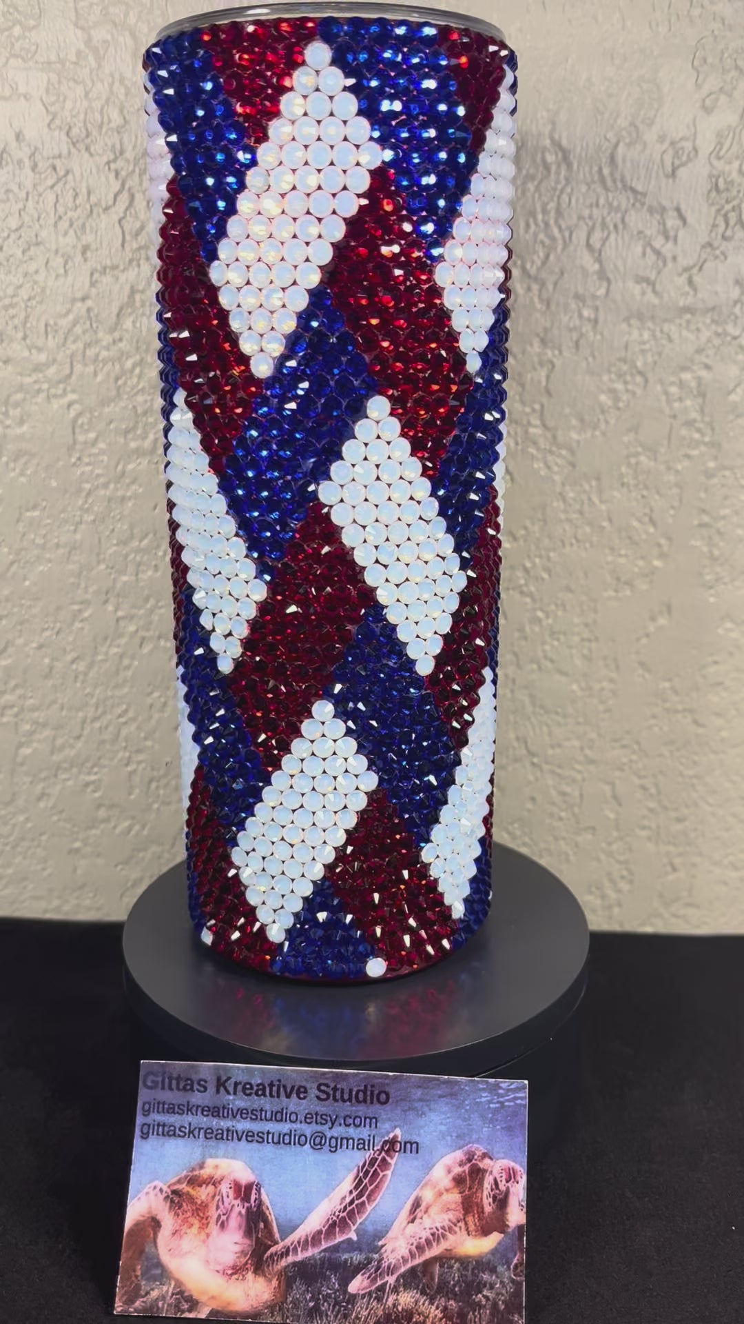 20oz Patriotic Glass Rhinestone Tumbler