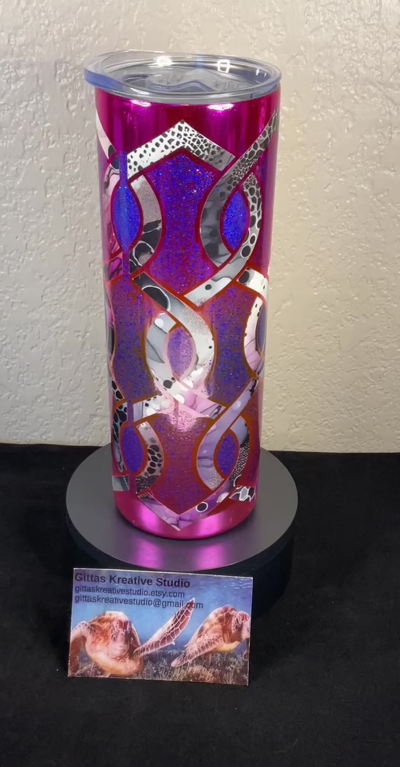 35. 20oz  Pink Metallic Tumbler